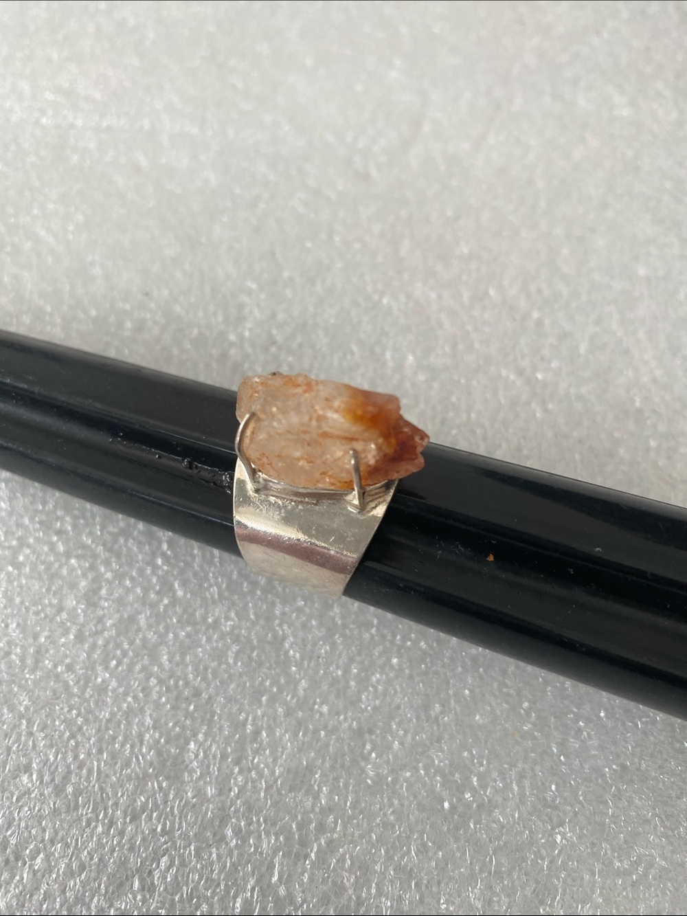 Sterling Silver Raw Citrine Statement Ring in Amber Tone 925 size 9
